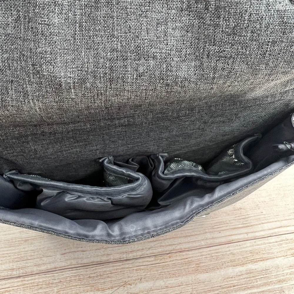 Lekebaby NWT Gray Arrow Pattern Diaper Bag Backpack Wide Open Travel Large
